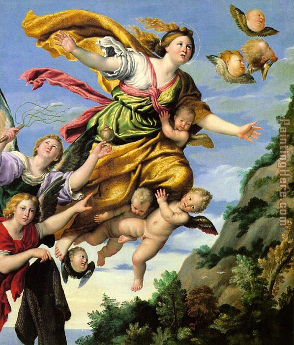 The Assumption of Mary Magdalene into Heaven Domenichino painting - Unknown Artist The Assumption of Mary Magdalene into Heaven Domenichino art painting